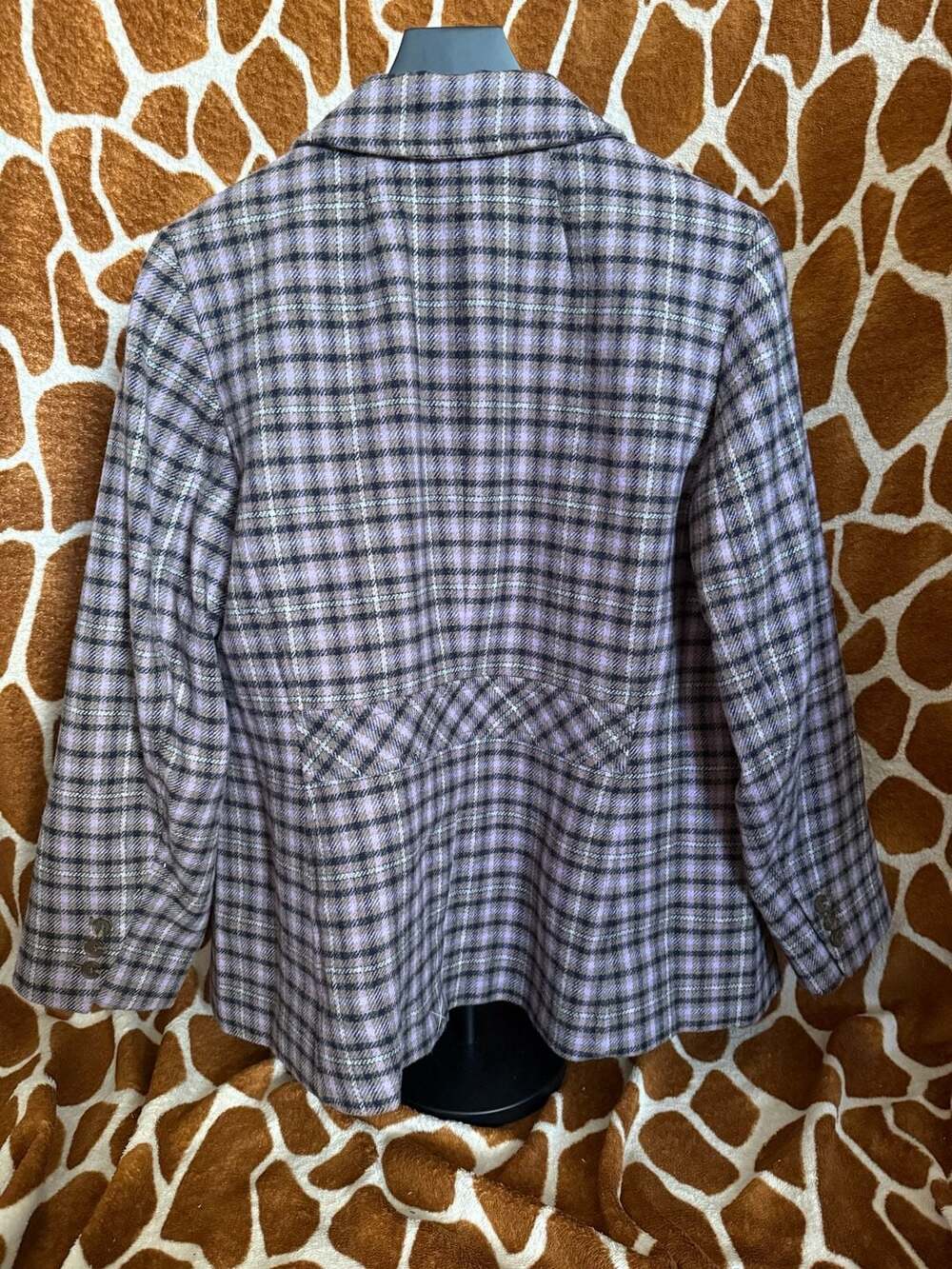 Talbots Plus Size 14W Purple and Brown Plaid Wool Blend Blazer - Picture 2 of 4